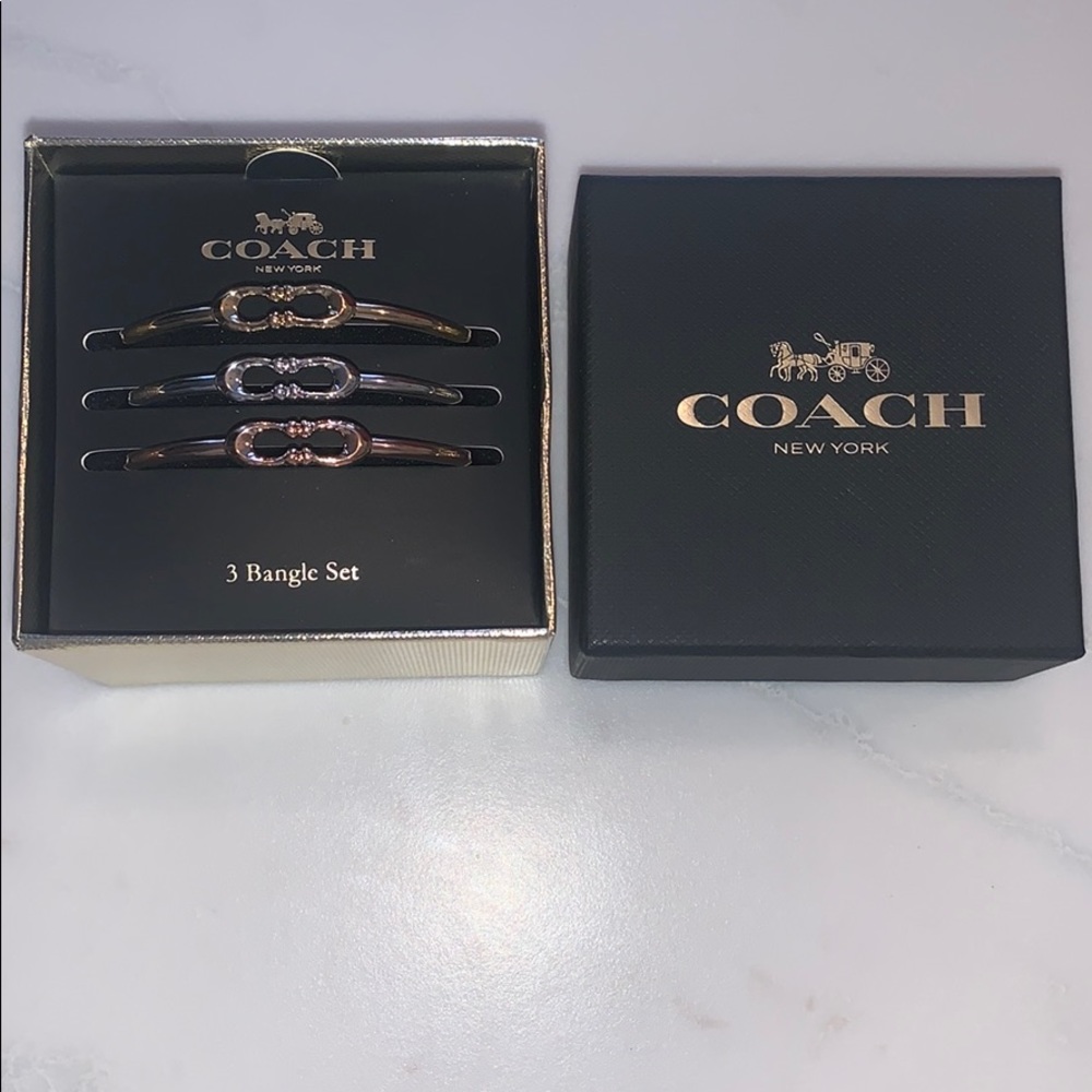 Coach signature C bangles bracelet set of 3